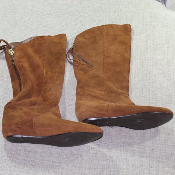 Steven Limberr Size 8.5 Cognac Suede Knee High Boots - Picture 1 of 5